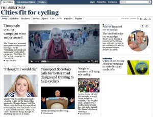 CitiesFitForCycling Campagne du journal The Times