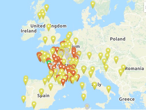 Carte des Ateliers Vélos